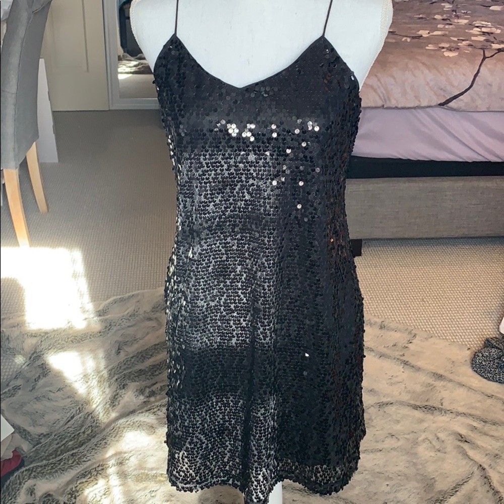 Express black sequin dress